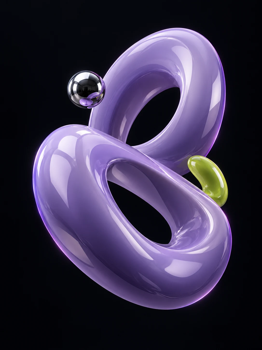 Chrome and lilac abstract sculpture